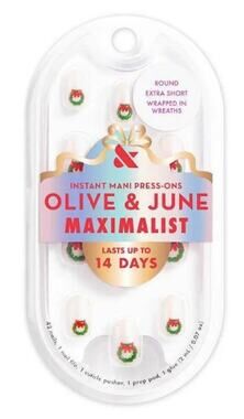 Olive & June Maximalist Press-on Nails- Wrapped in Wreaths-Round-Extra Short